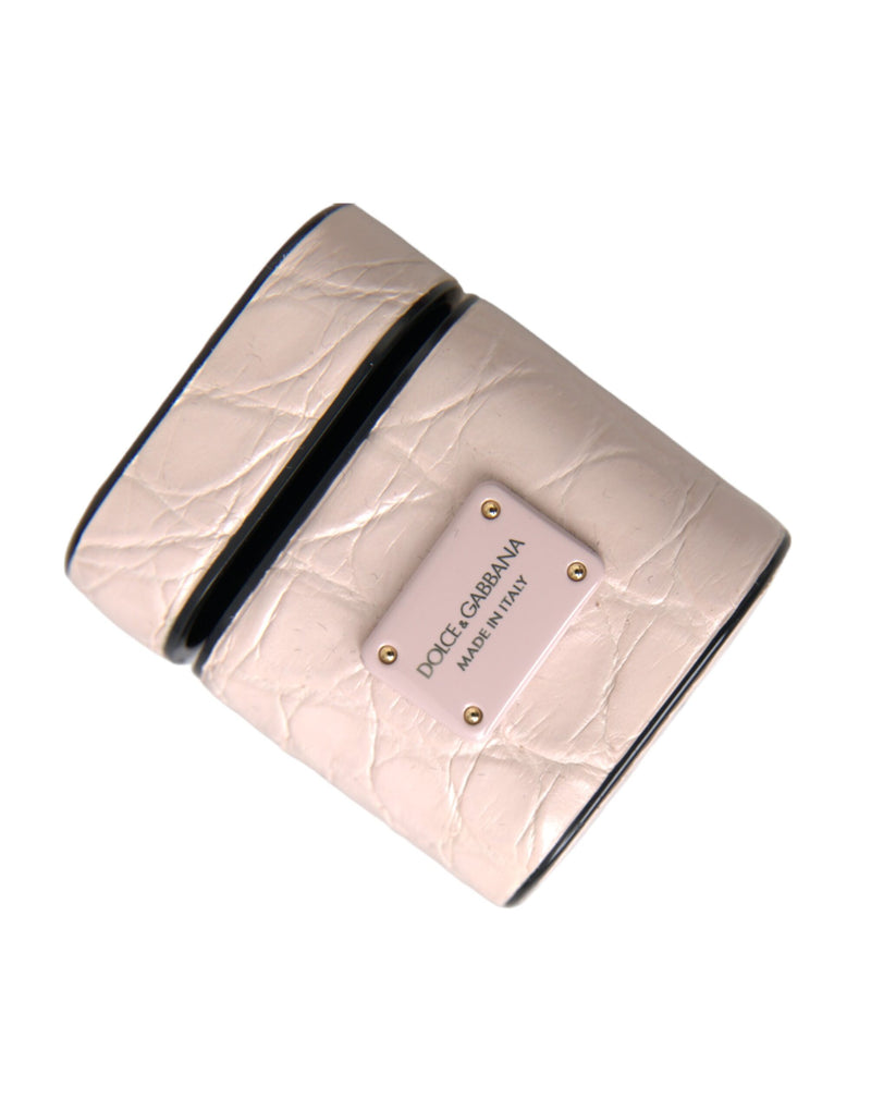 Dolce & Gabbana Light Pink Leather Airpods Case with Metal Logo