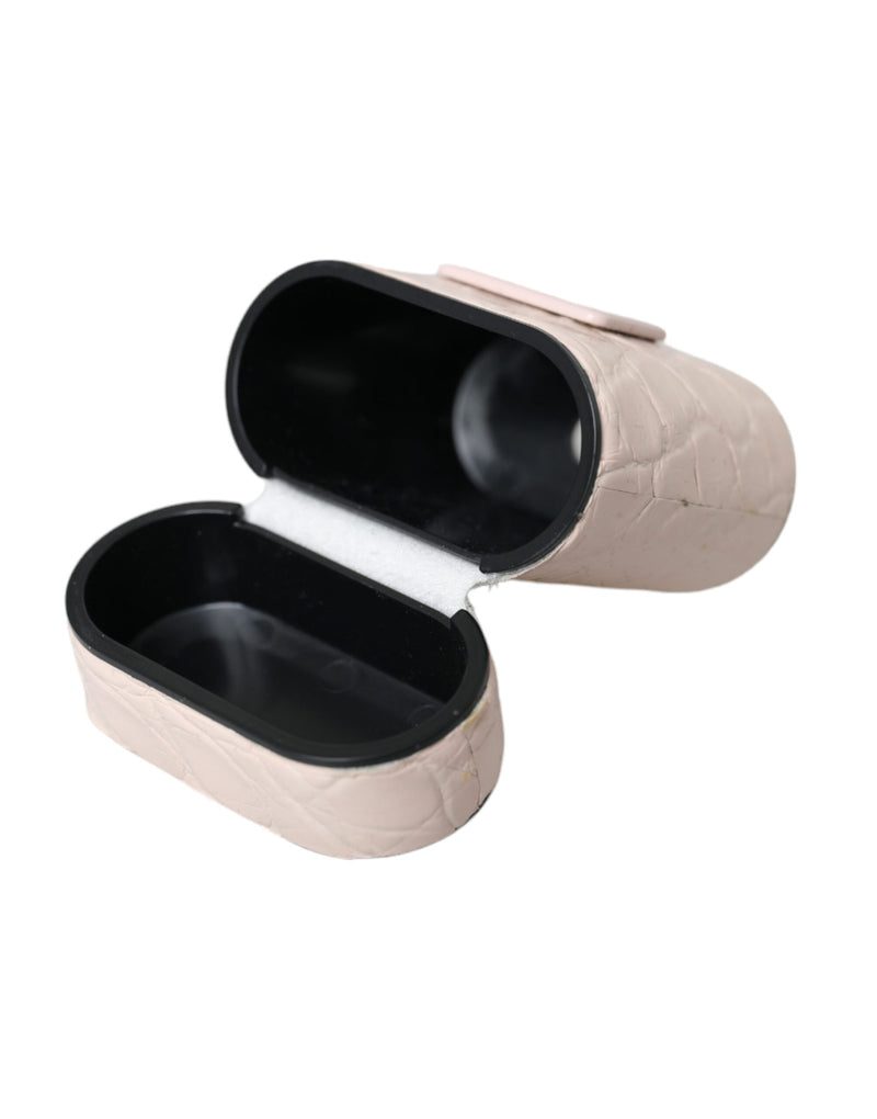 Dolce & Gabbana Light Pink Leather Airpods Case with Metal Logo