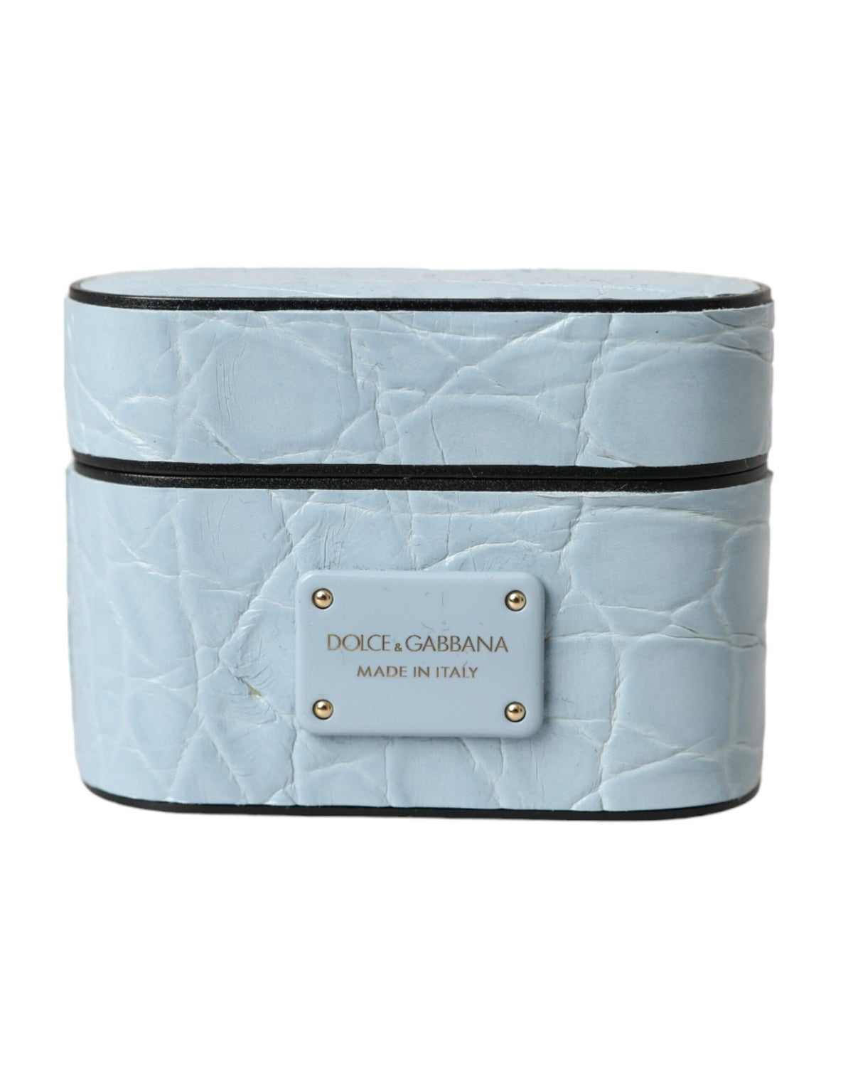 Dolce & Gabbana Light Blue Leather Airpods Case with Metal Logo