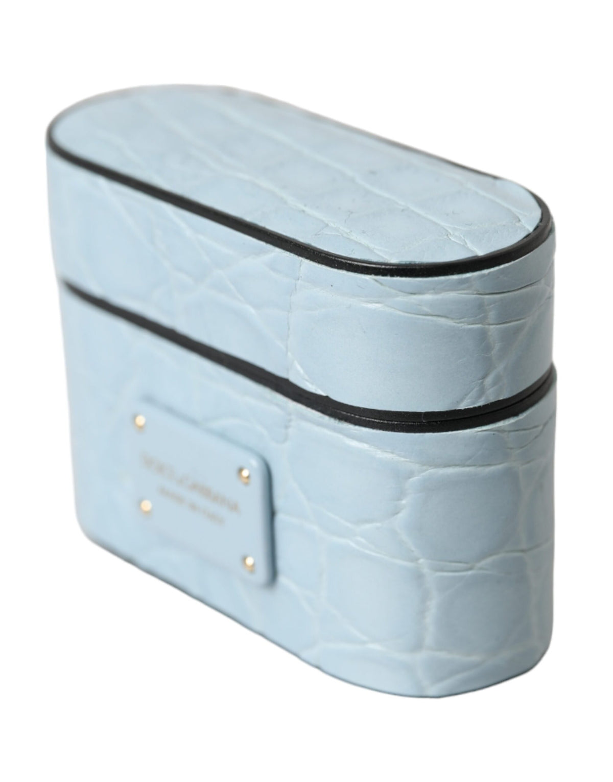 Dolce & Gabbana Light Blue Leather Airpods Case with Metal Logo