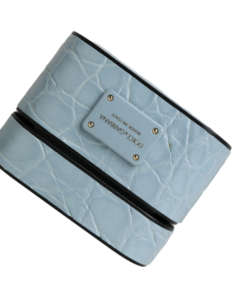 Dolce & Gabbana Light Blue Leather Airpods Case with Metal Logo