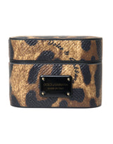 Dolce & Gabbana Brown Leopard Calf Leather Airpods Case