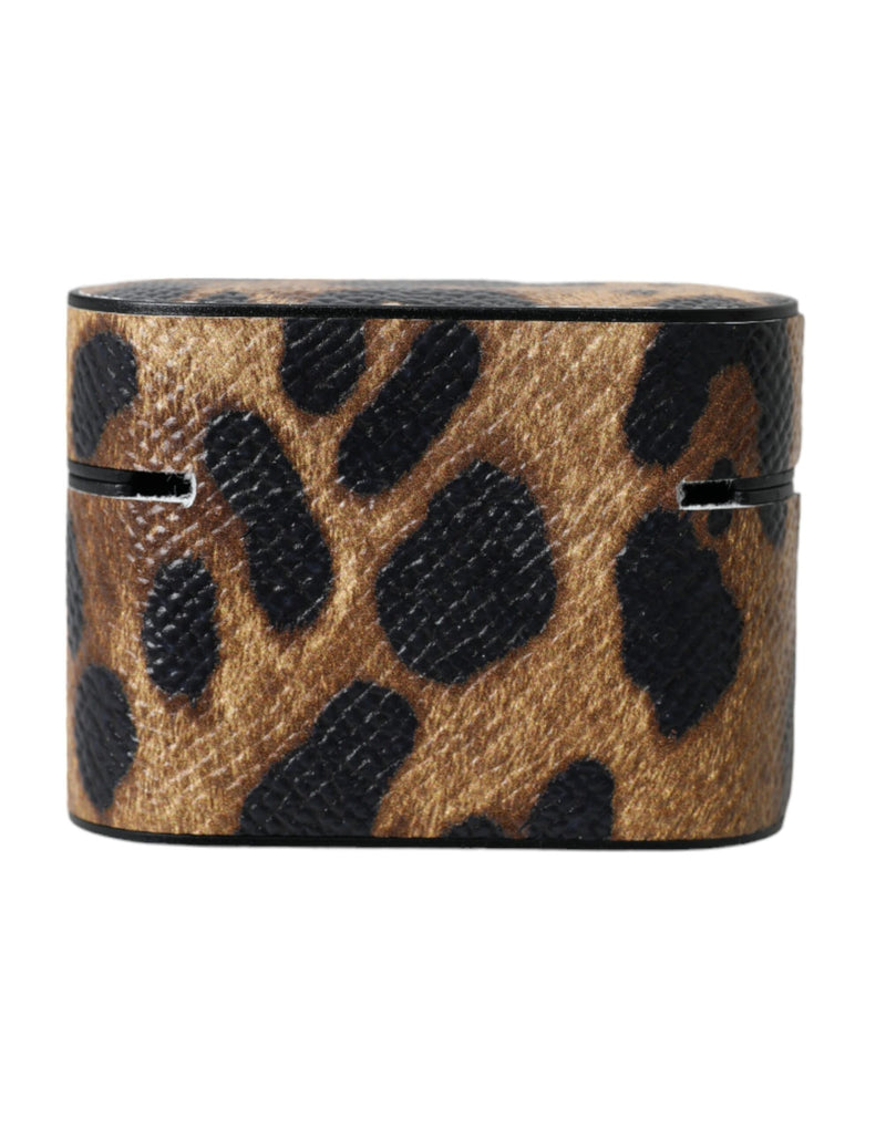 Dolce & Gabbana Brown Leopard Calf Leather Airpods Case