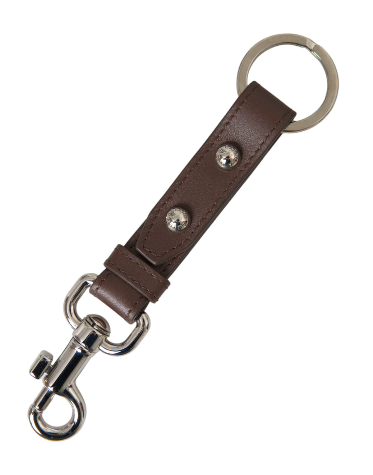 Dolce & Gabbana Brown Leather Keyring Holder with Brass Hardware