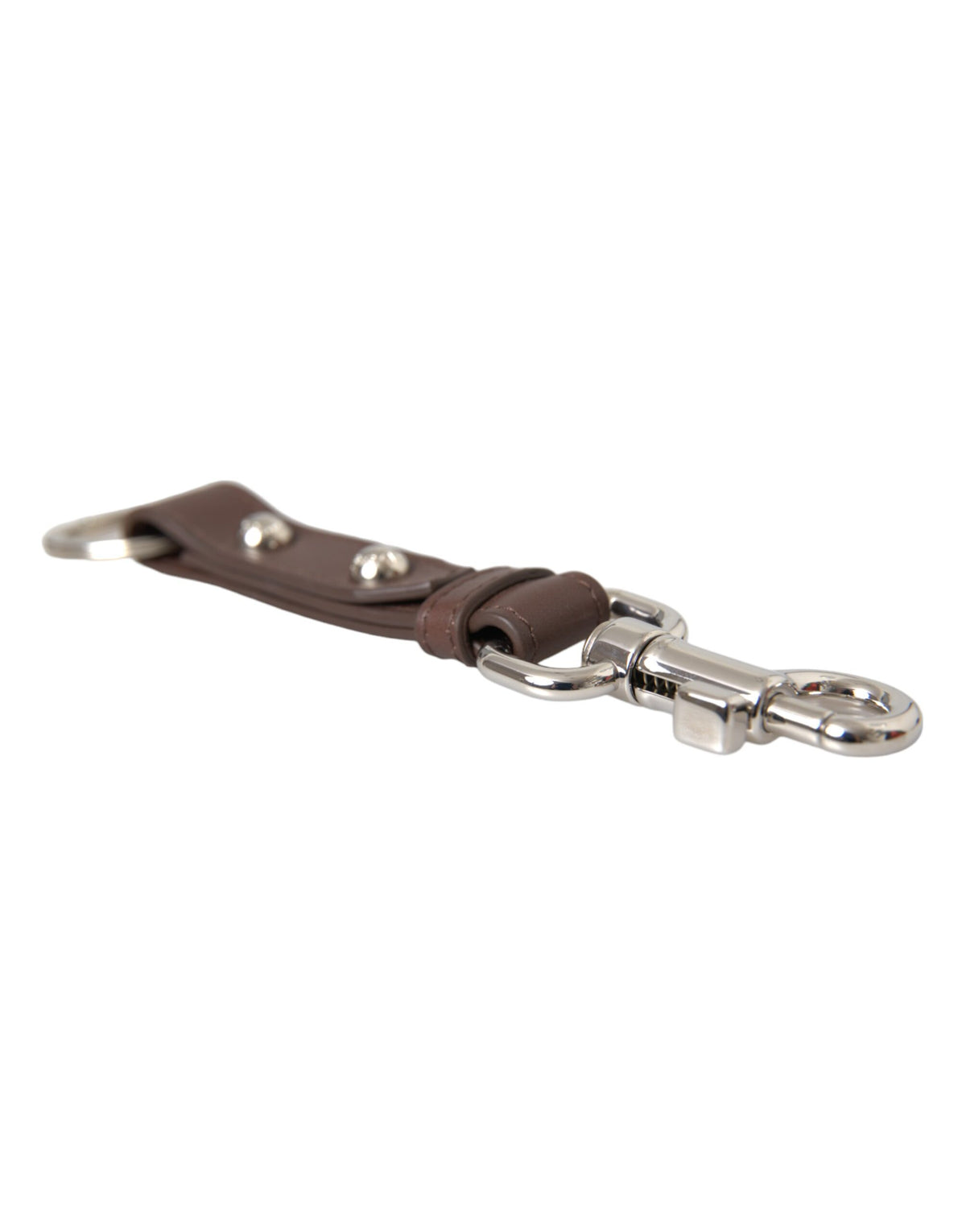 Dolce & Gabbana Brown Leather Keyring Holder with Brass Hardware