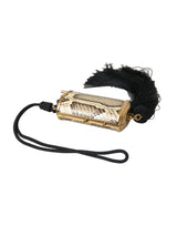 Dolce & Gabbana Beige Exotic Leather Mini Mirror Tassel Makeup Holder Bag