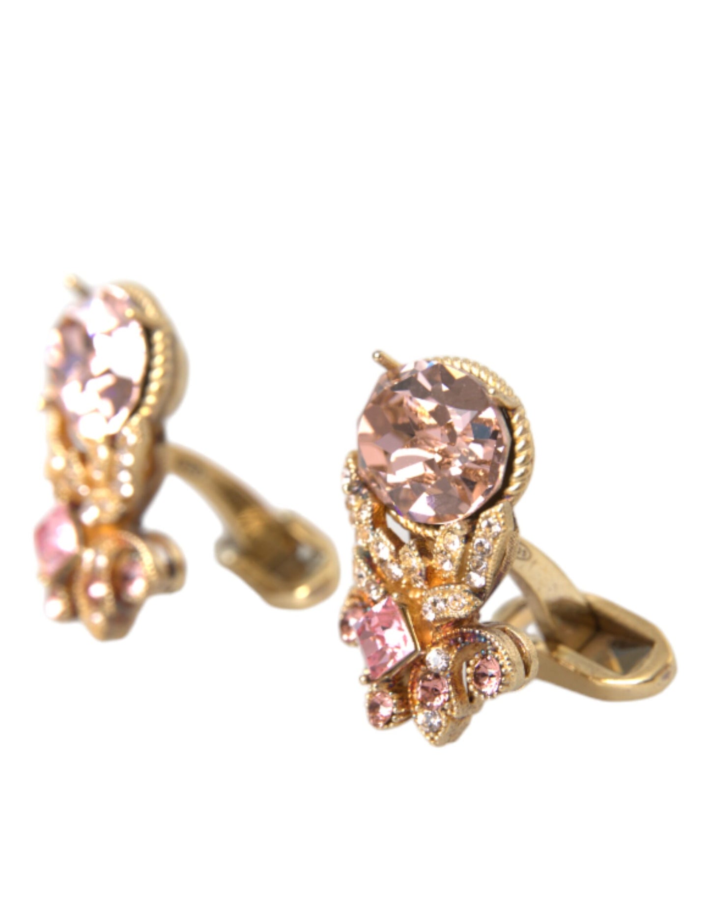 Dolce & Gabbana Gouden Manchetknopen van 925 Sterling Zilver met Kristallen