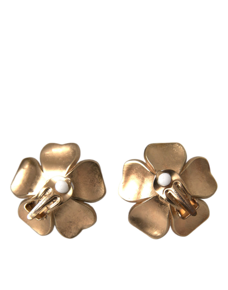 Boucles d'oreilles clip Dolce & Gabbana en fausse perle florale dorée