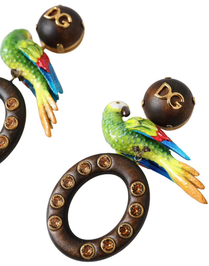 Boucles d'oreilles en bois et cristal multicolores Dolce & Gabbana