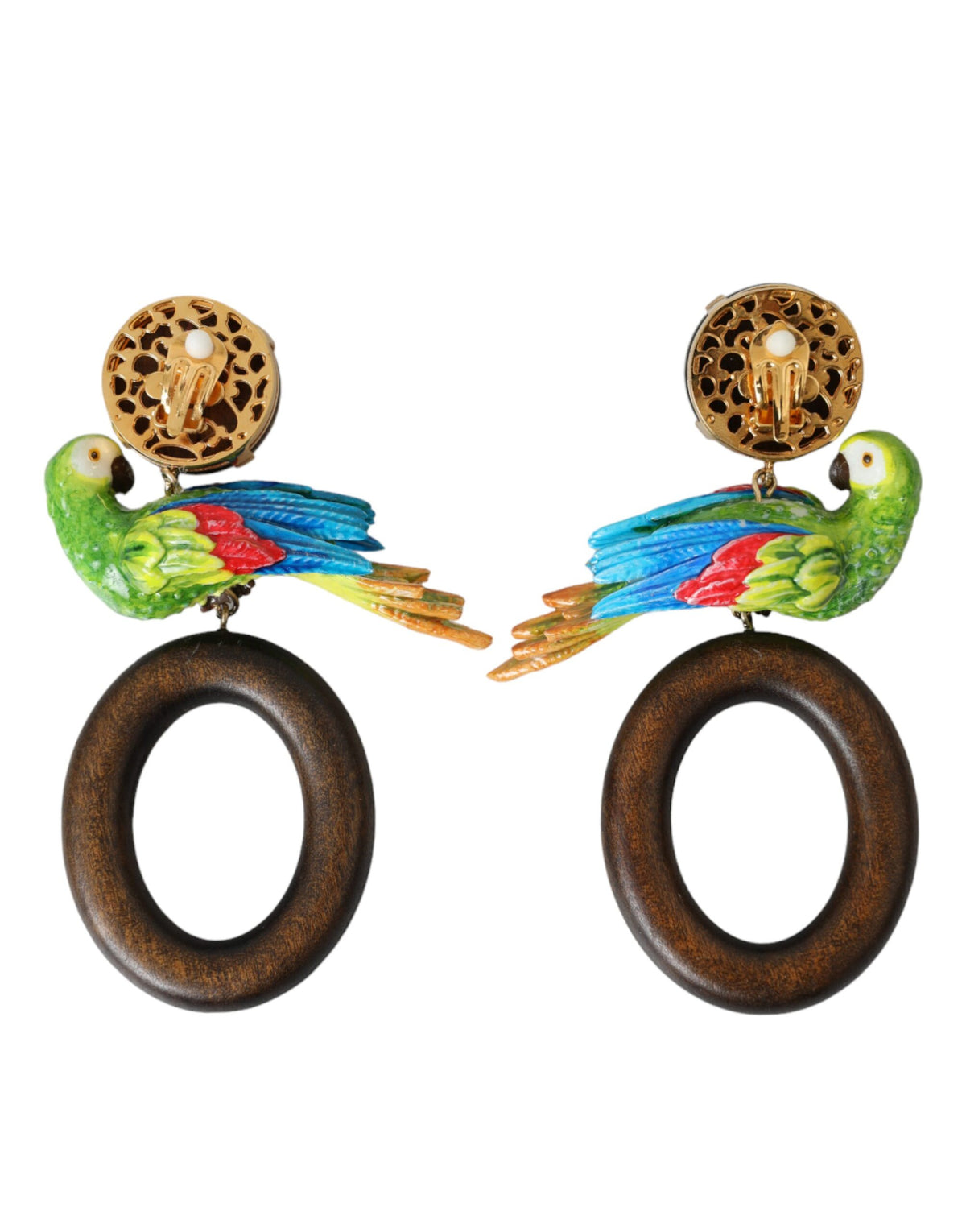 Boucles d'oreilles en bois et cristal multicolores Dolce & Gabbana