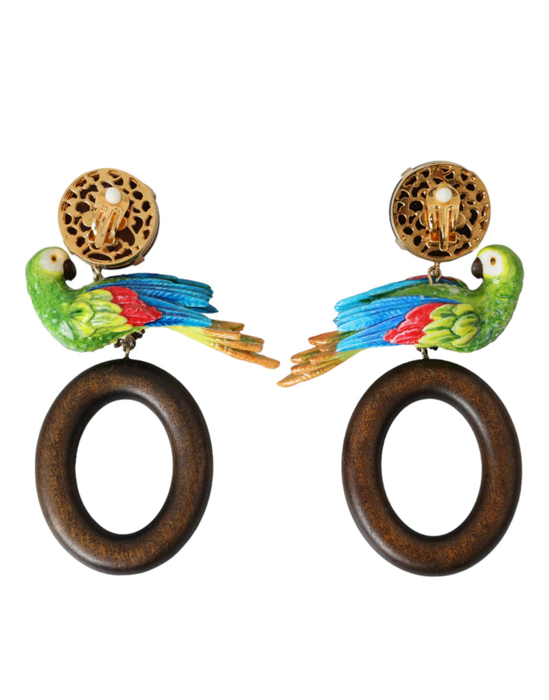 Boucles d'oreilles en bois et cristal multicolores Dolce & Gabbana