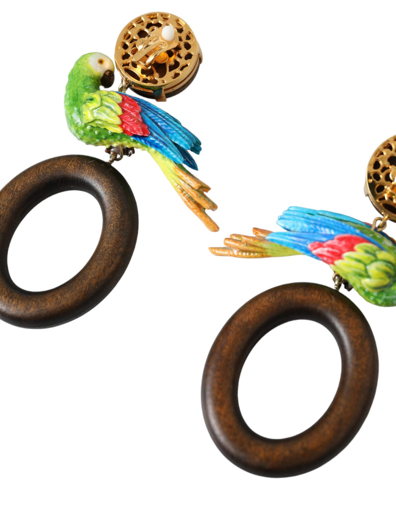 Boucles d'oreilles en bois et cristal multicolores Dolce & Gabbana