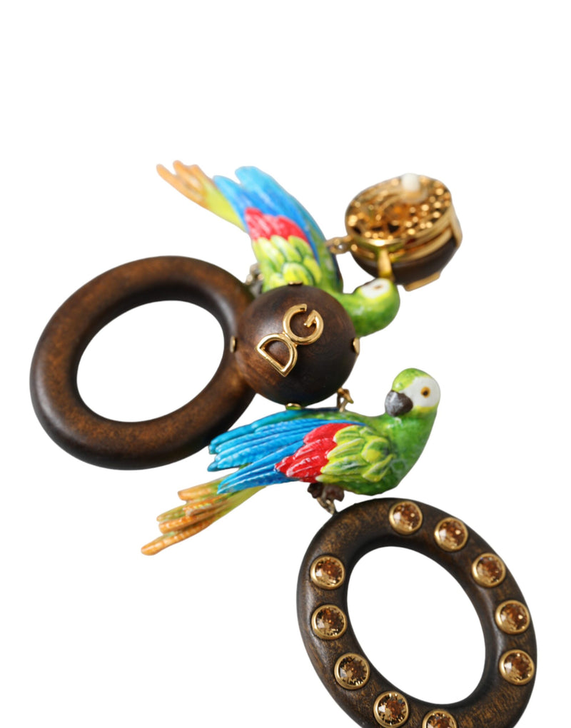 Boucles d'oreilles en bois et cristal multicolores Dolce & Gabbana