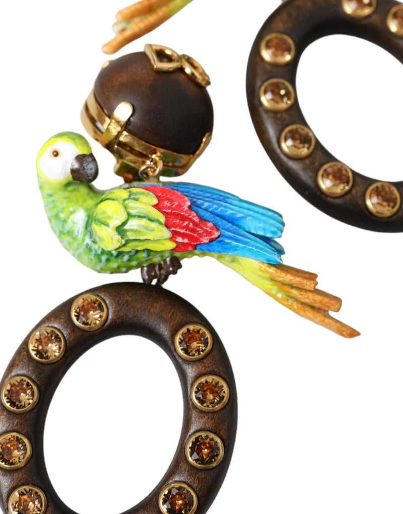 Boucles d'oreilles en bois et cristal multicolores Dolce & Gabbana
