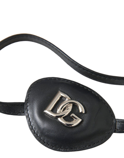 Dolce & Gabbana zwart kalfsleren ooglapje met metalen DG-logo