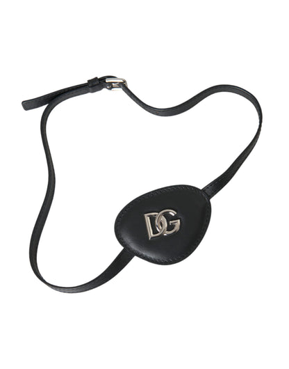 Dolce & Gabbana zwart kalfsleren ooglapje met metalen DG-logo