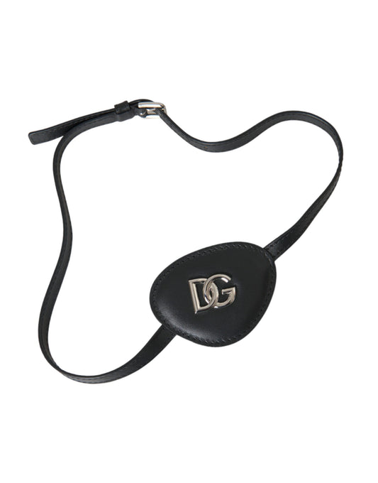 Dolce & Gabbana zwart kalfsleren ooglapje met metalen DG-logo