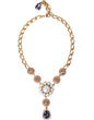 Dolce & Gabbana gouden messing kristal paarse roze parel hangers ketting