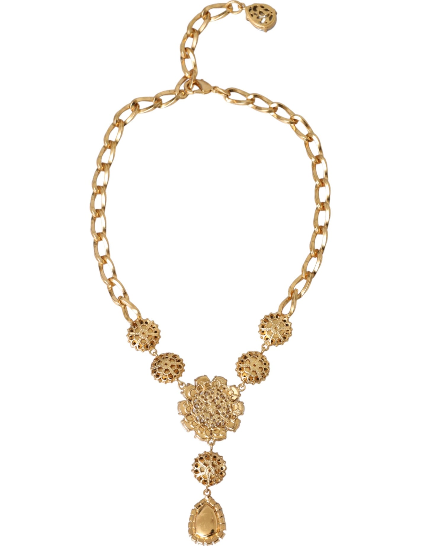 Dolce & Gabbana gouden messing kristal paarse roze parel hangers ketting