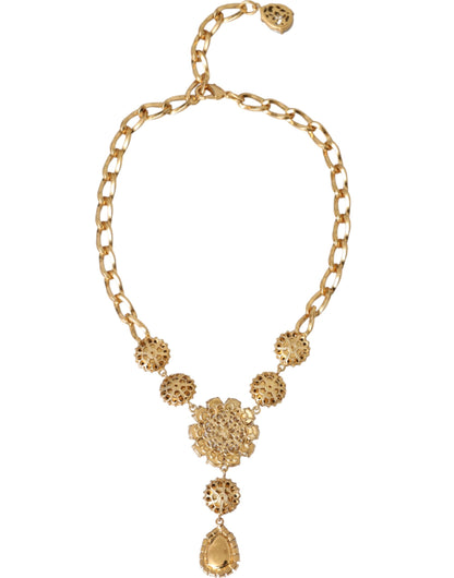 Dolce & Gabbana gouden messing kristal paarse roze parel hangers ketting