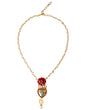 Dolce & Gabbana Gouden Messing Ketting Heilige Hart Roos Kristallen Bedel Ketting