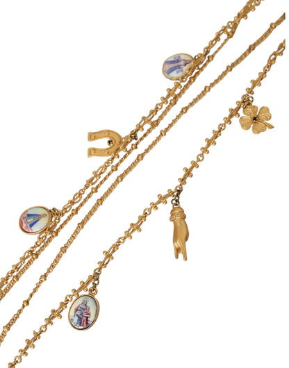 Dolce & Gabbana Gouden Ketting met Messing Bedel en Statement Siciliaanse Ketting