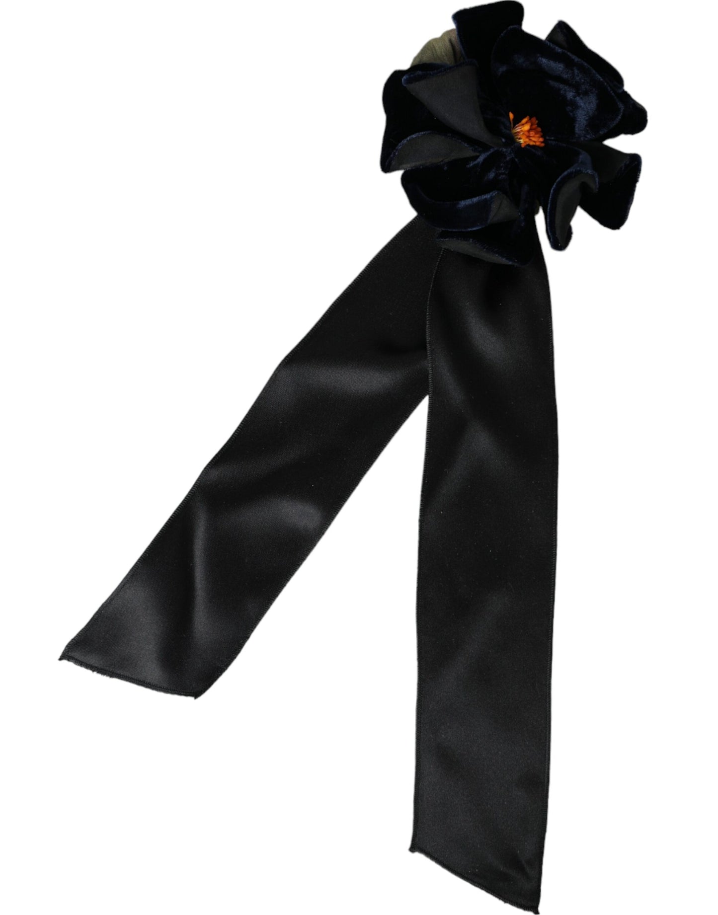 Dolce & Gabbana Zwarte Zijden Gouden Messing Bloemen Haarspeld Broche