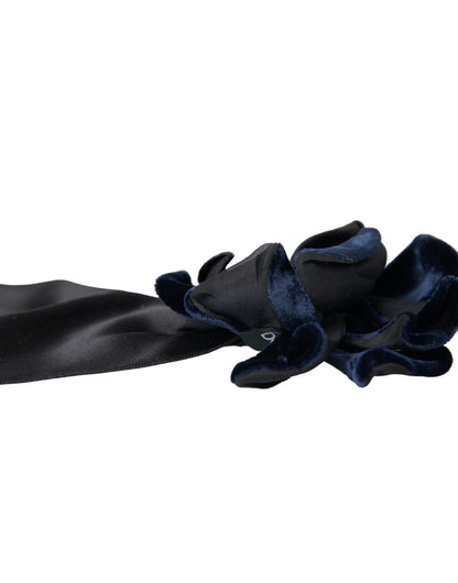 Dolce & Gabbana Zwarte Zijden Gouden Messing Bloemen Haarspeld Broche