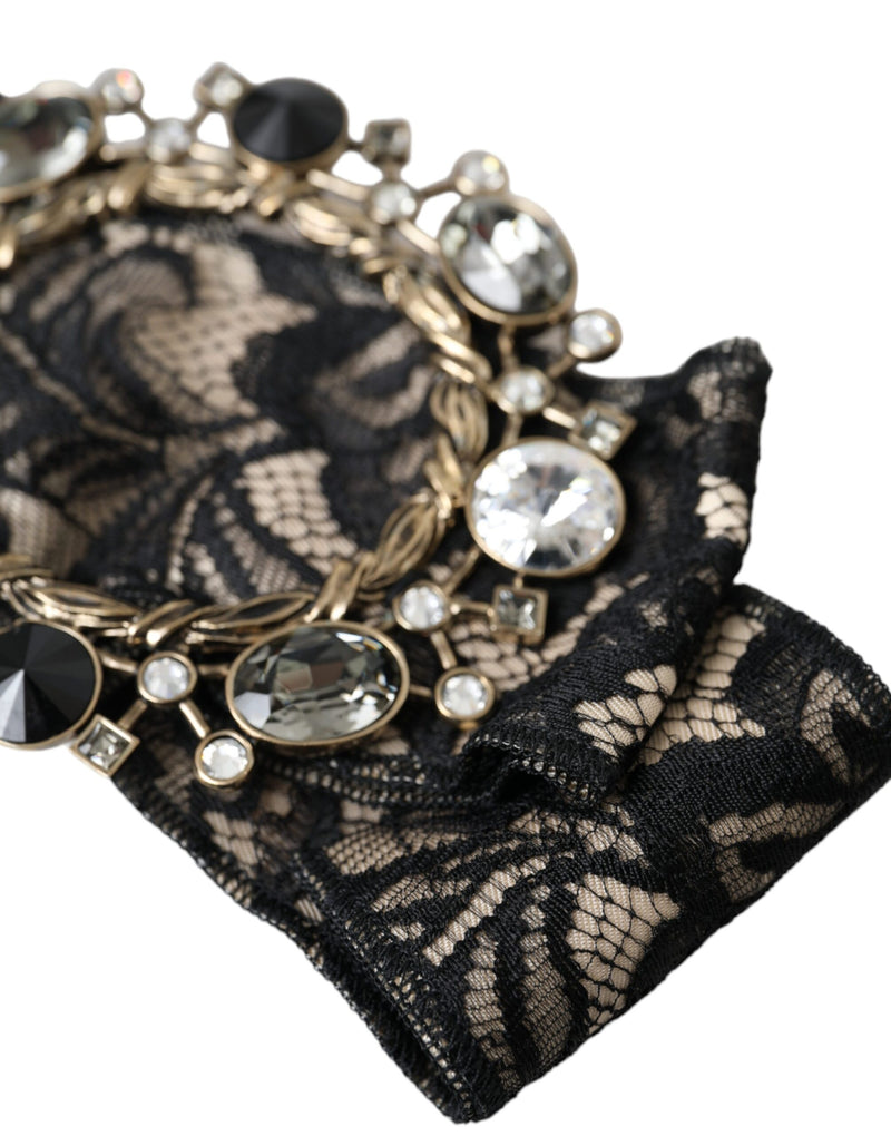 Dolce & Gabbana Broche en Dentelle Noire et Cristaux