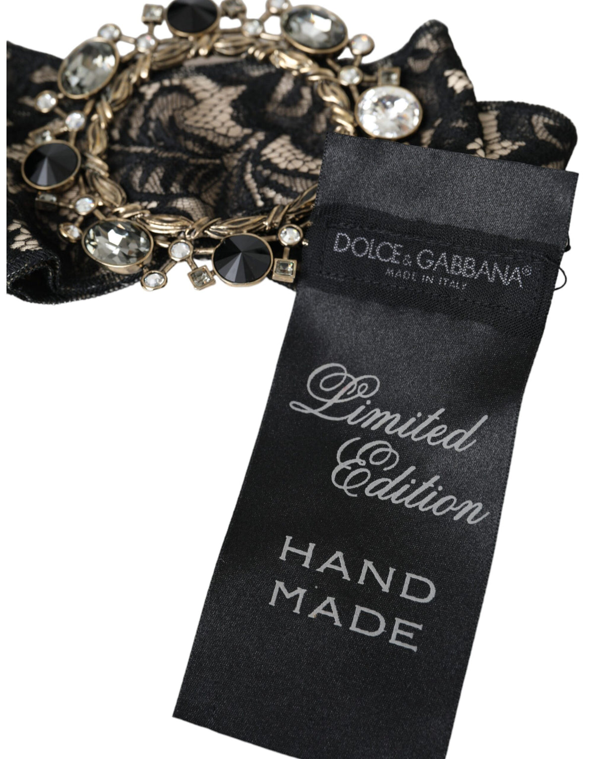 Dolce & Gabbana Broche en Dentelle Noire et Cristaux