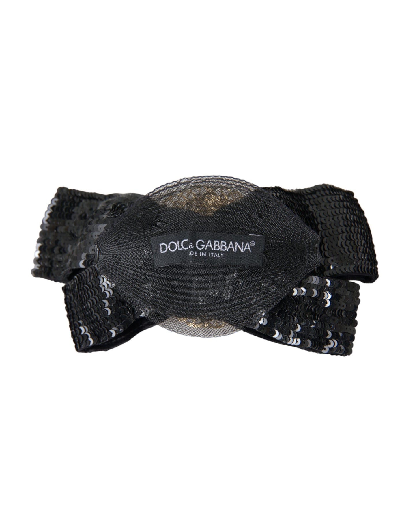 Dolce & Gabbana Zwarte Pailletten Parel Handgemaakte Broche Haarspeld
