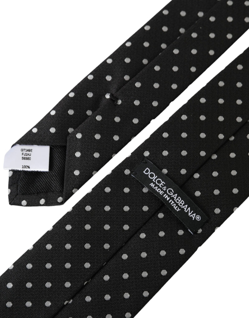Masque facial Dolce &amp; Gabbana en soie 100 % à pois noirs et blancs