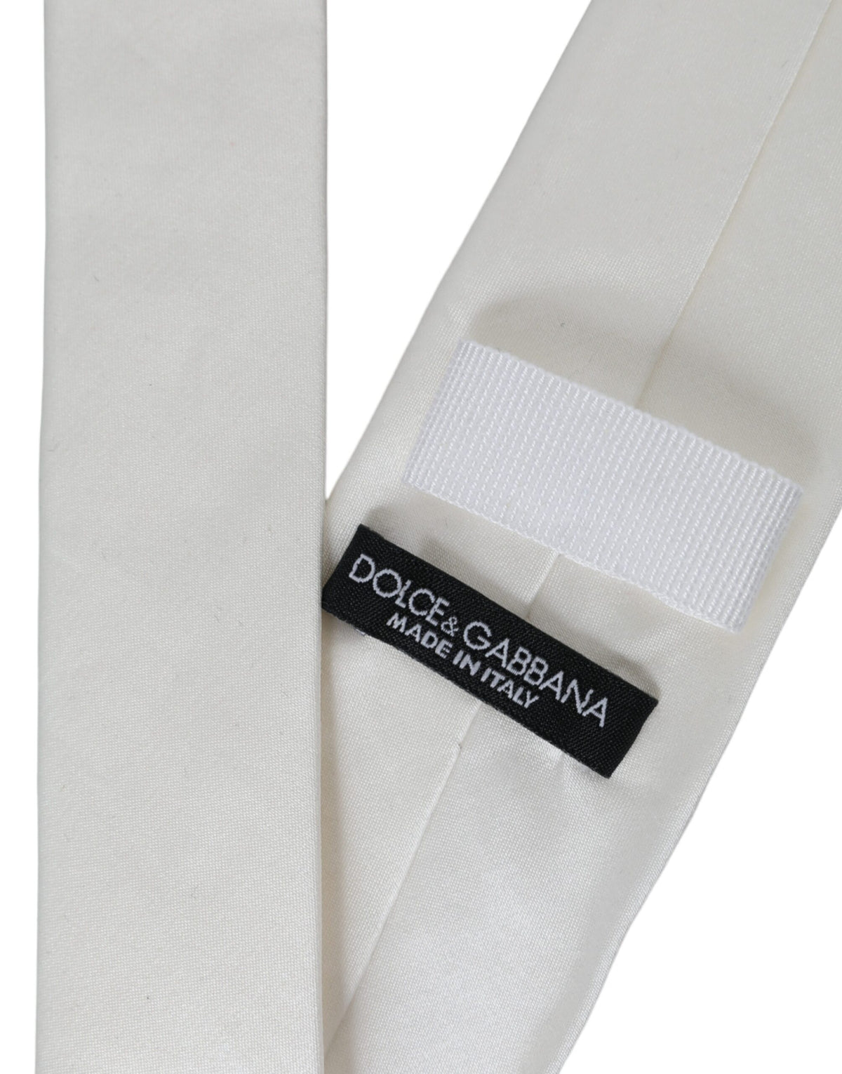 Cravate ajustable en soie mélangée blanche Dolce &amp; Gabbana pour homme