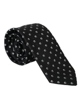 Cravate ajustable en coton mélangé à logo noir Dolce &amp; Gabbana