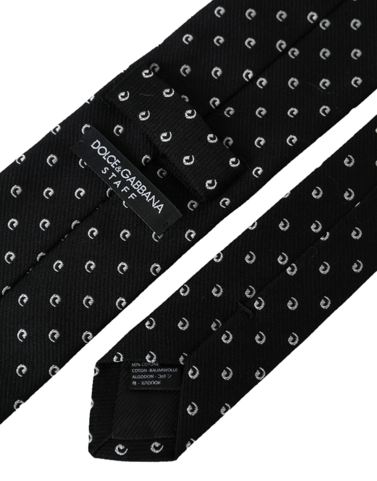 Cravate ajustable en coton mélangé à logo noir Dolce &amp; Gabbana