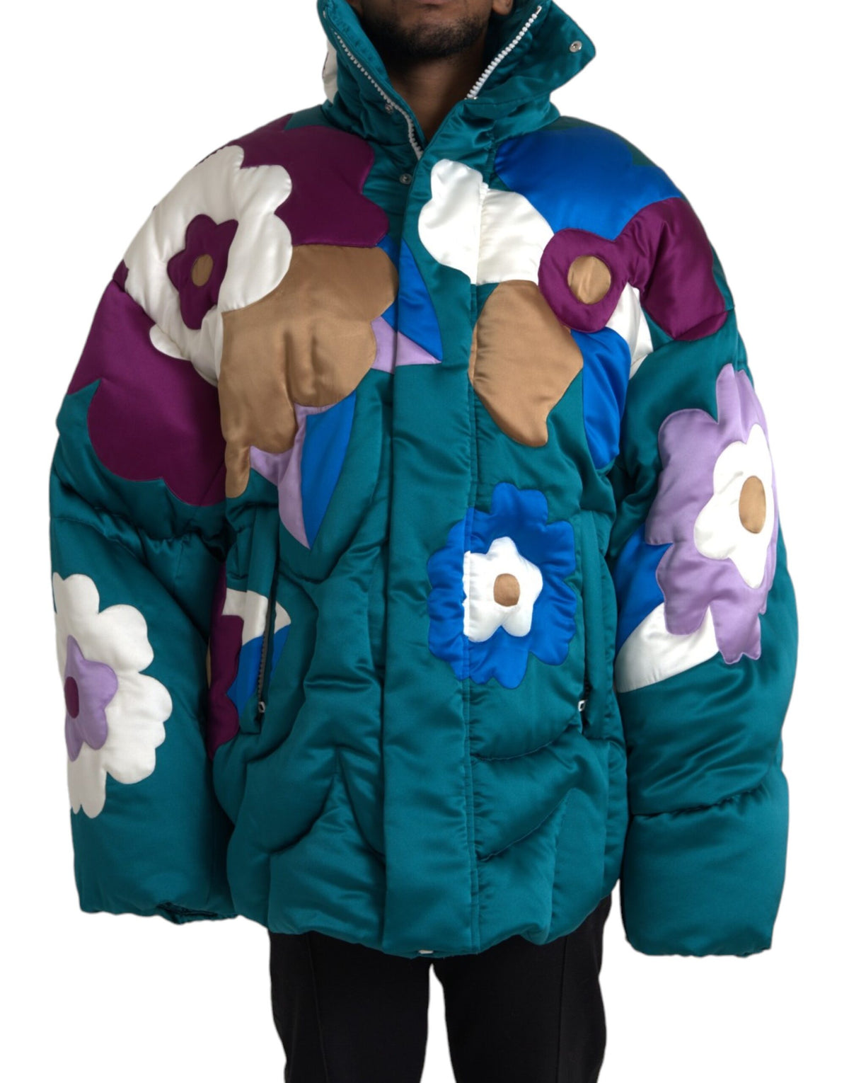 Veste coupe-vent et matelassée à motifs floraux multicolores de Dolce & Gabbana
