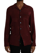 Chemise en soie à manches longues à jacquard marron avec couronne de Dolce &amp; Gabbana