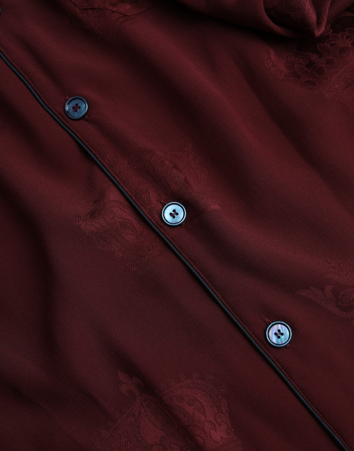 Chemise en soie à manches longues à jacquard marron avec couronne de Dolce &amp; Gabbana