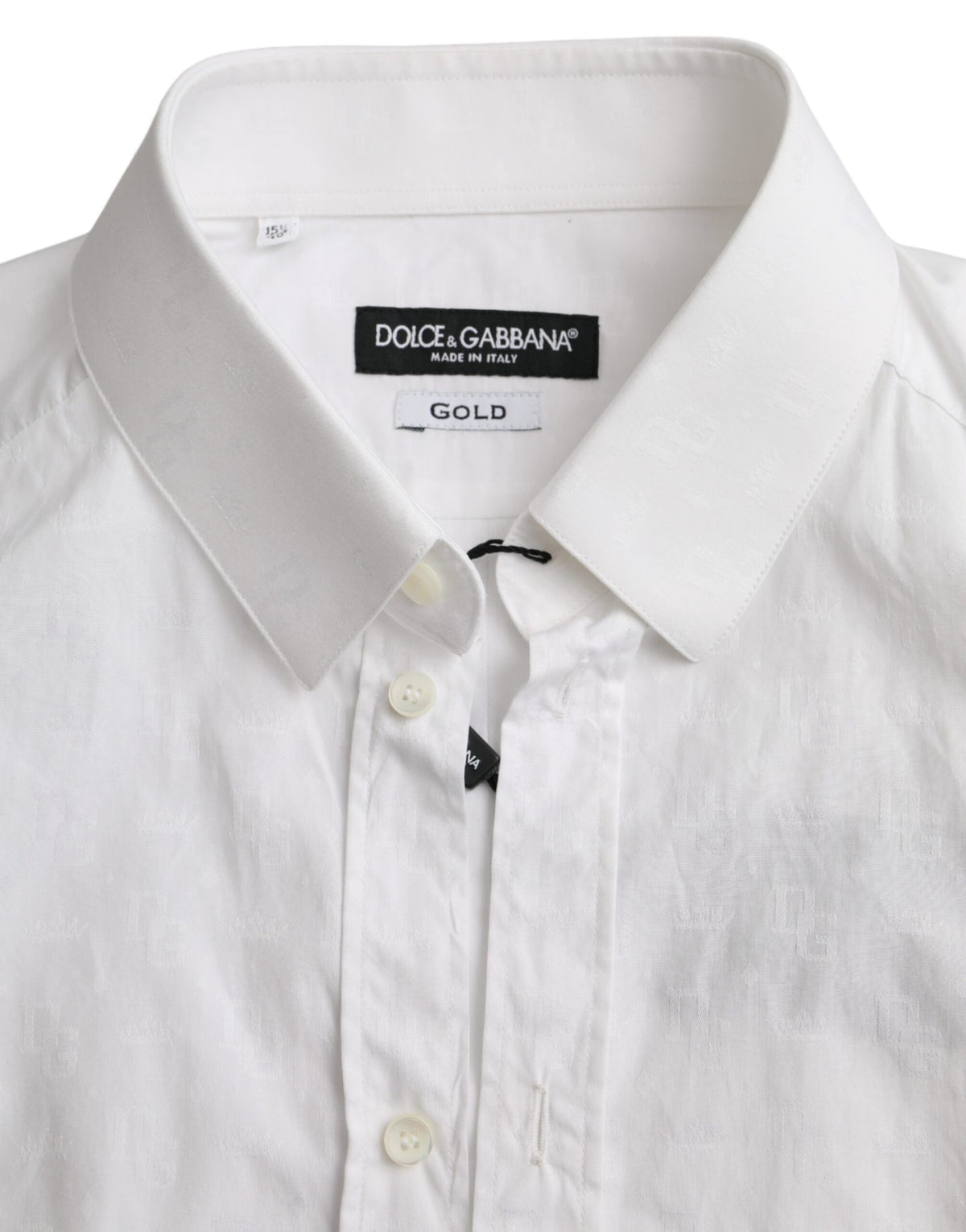 Robe longue en coton blanc à manches longues Dolce &amp; Gabbana, chemise dorée.