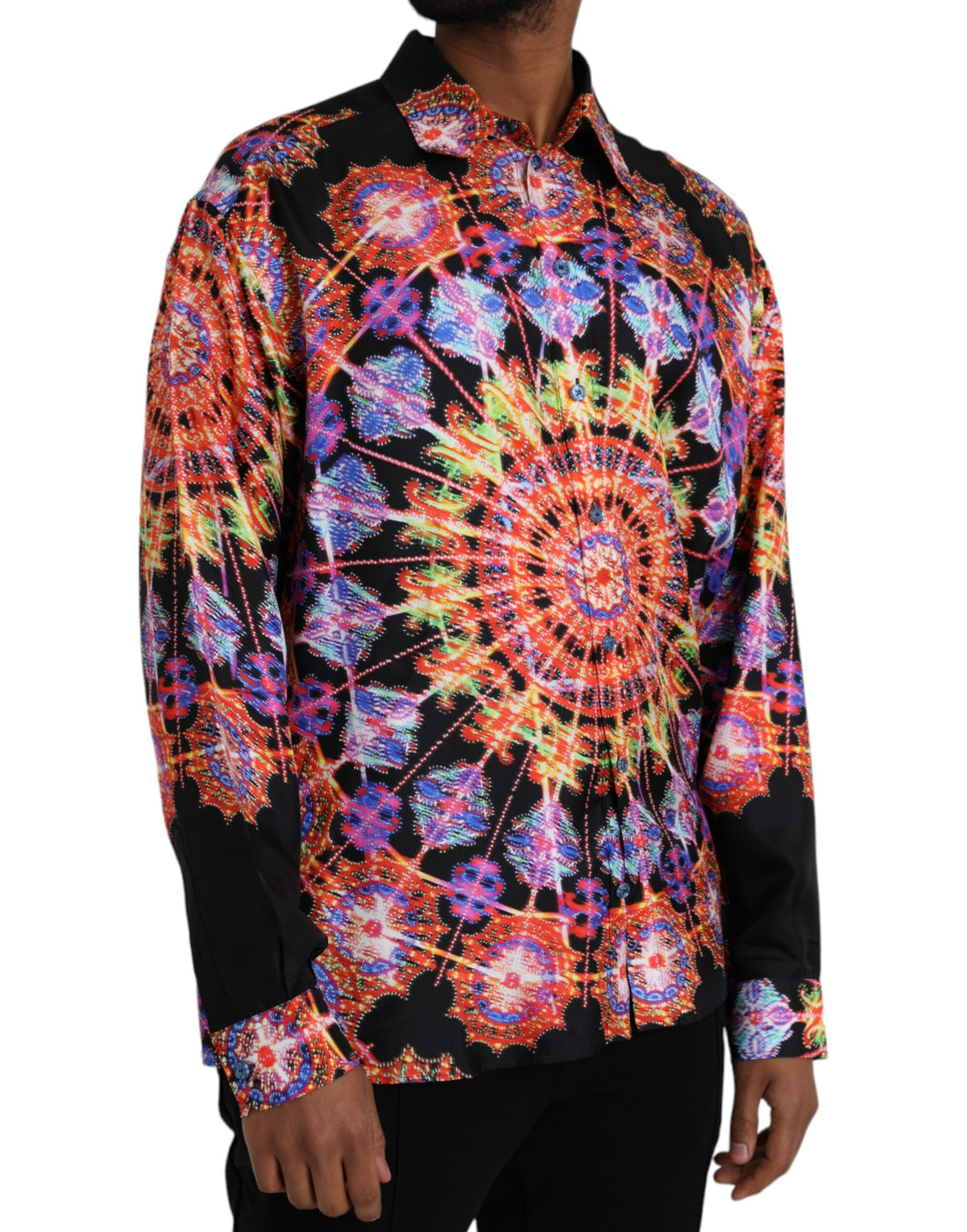 Chemise homme décontractée en soie multicolore Luminarie de Dolce &amp; Gabbana
