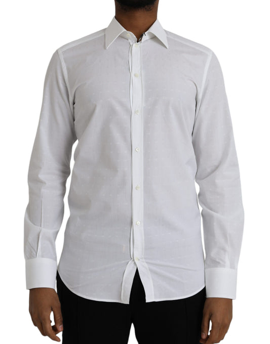 Dolce &amp; Gabbana wit logo katoenen heren overhemd GOUD
