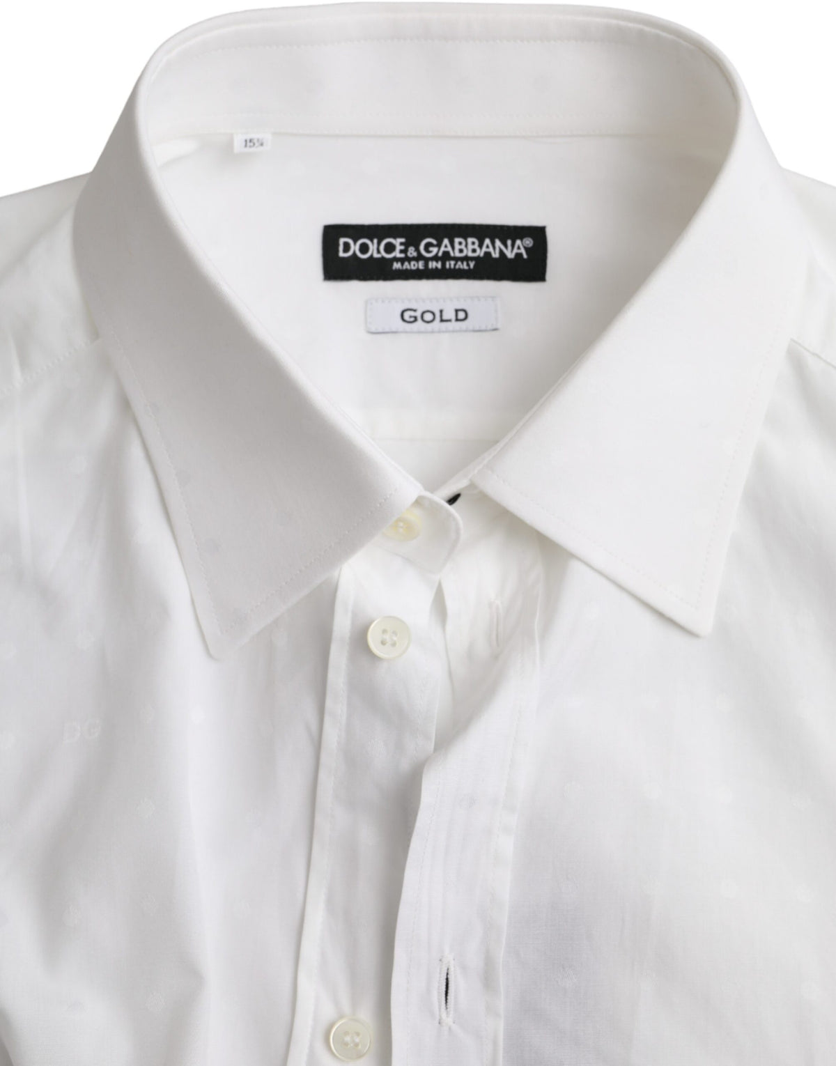Chemise homme Dolce &amp; Gabbana en coton blanc avec logo, couleur or.
