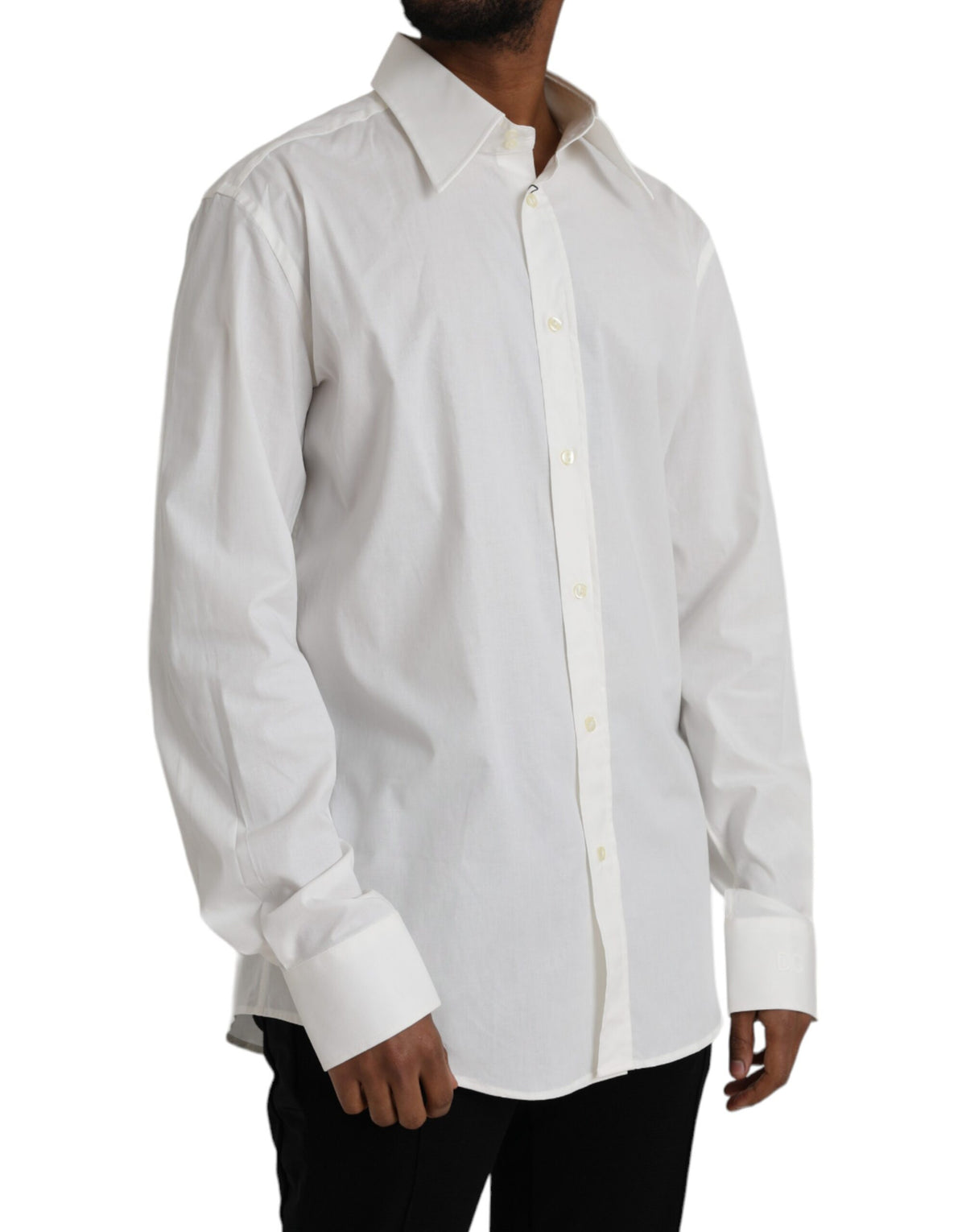 Robe blanche en coton Dolce &amp; Gabbana, coupe ajustée, chemise dorée.