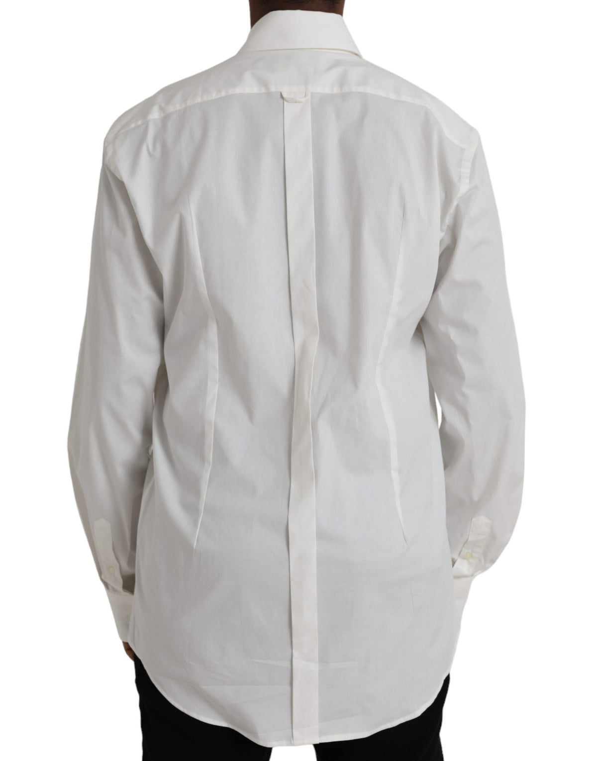 Robe blanche en coton Dolce &amp; Gabbana, coupe ajustée, chemise dorée.