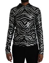 Pull en polyester noir et argenté à paillettes de Dolce &amp; Gabbana