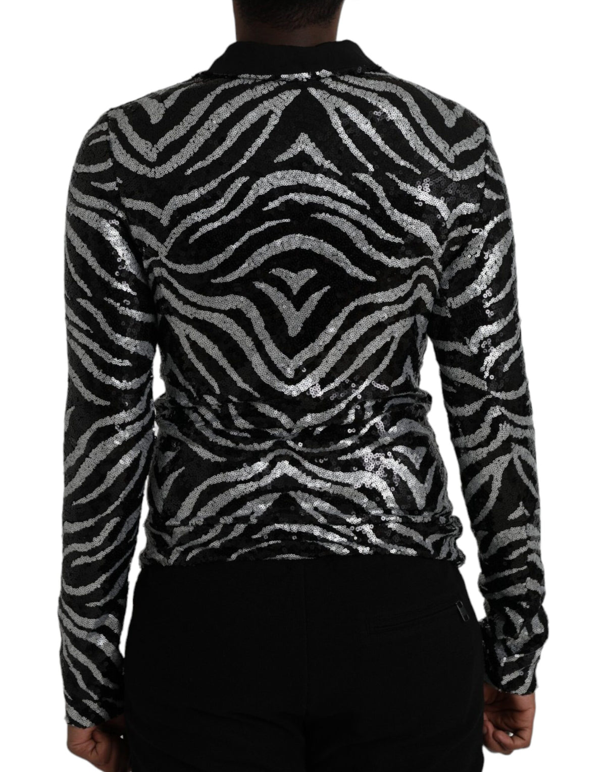 Pull en polyester noir et argenté à paillettes de Dolce &amp; Gabbana