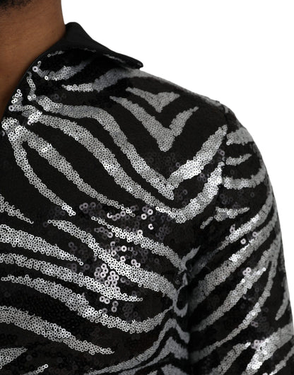 Dolce &amp; Gabbana zwarte, zilveren, pailletten polyester trui