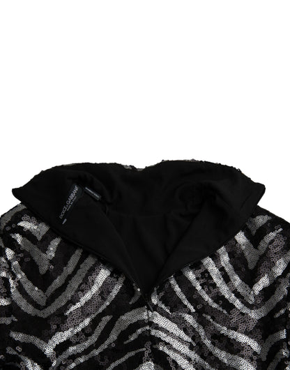 Dolce &amp; Gabbana zwarte, zilveren, pailletten polyester trui