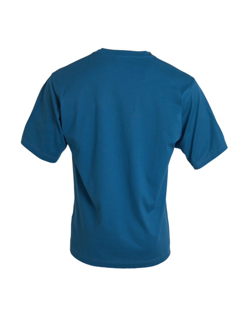 Dolce & Gabbana T-shirt bleu avec logo à col rond et manches courtes