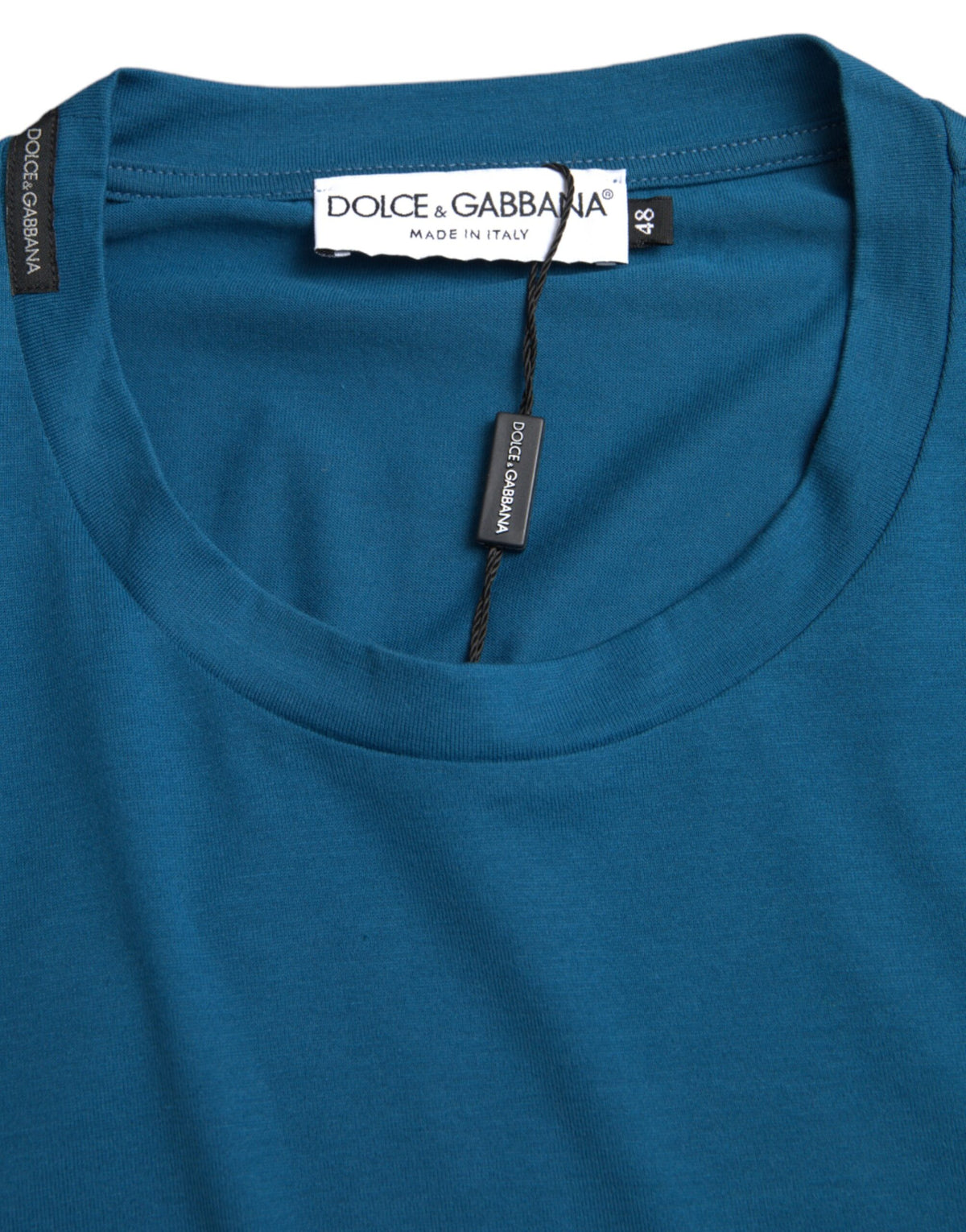 Dolce & Gabbana T-shirt bleu avec logo à col rond et manches courtes